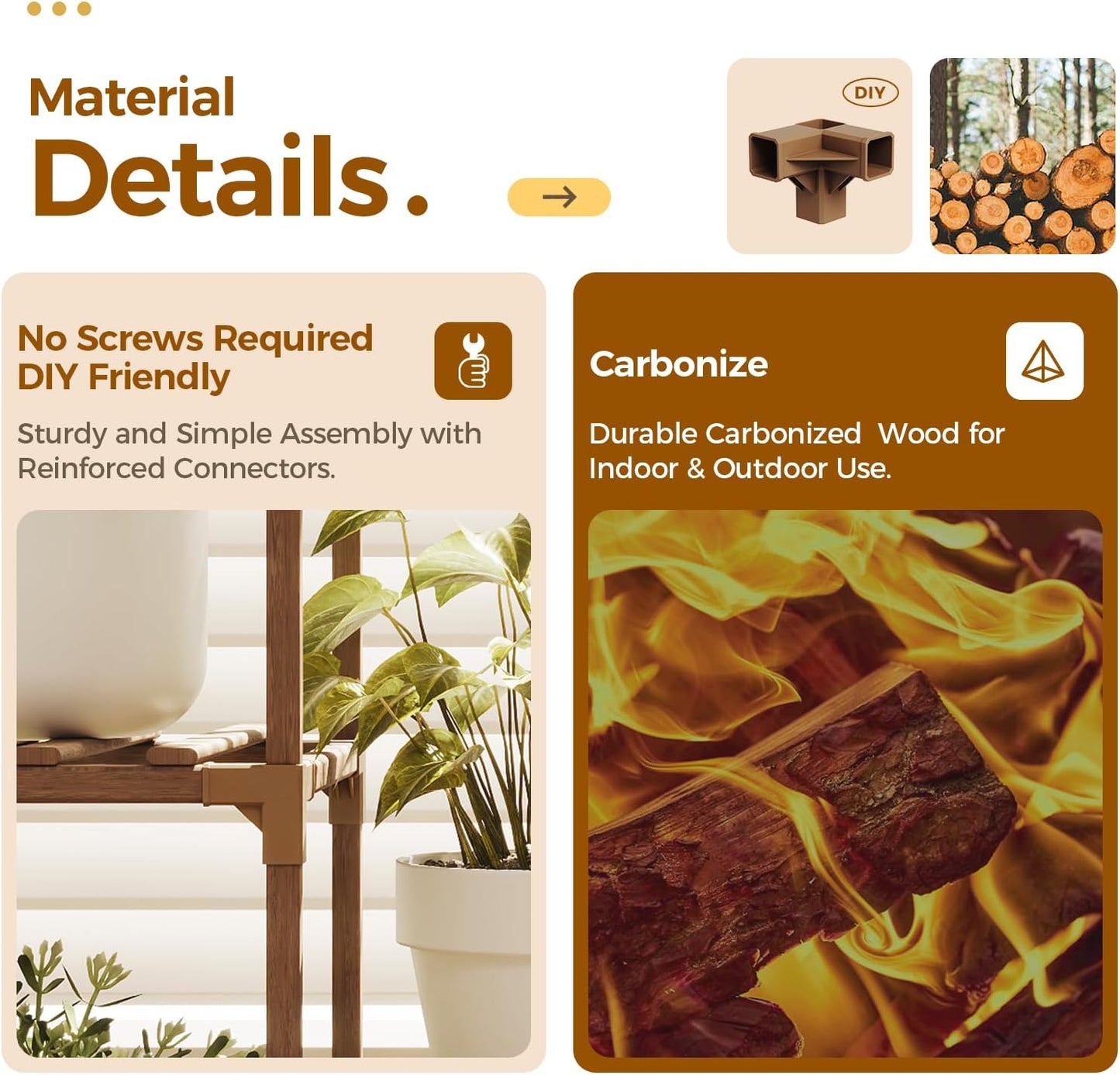 Bamworld Plant Stand Indoor with Flower Fairy Lights Battery Plant Shelf Wood Plant Rack for Multiple Plants 3 Tiers Ladder Plant Holder for 7 Pots for Living Room Home Decor for Gardening Gifts