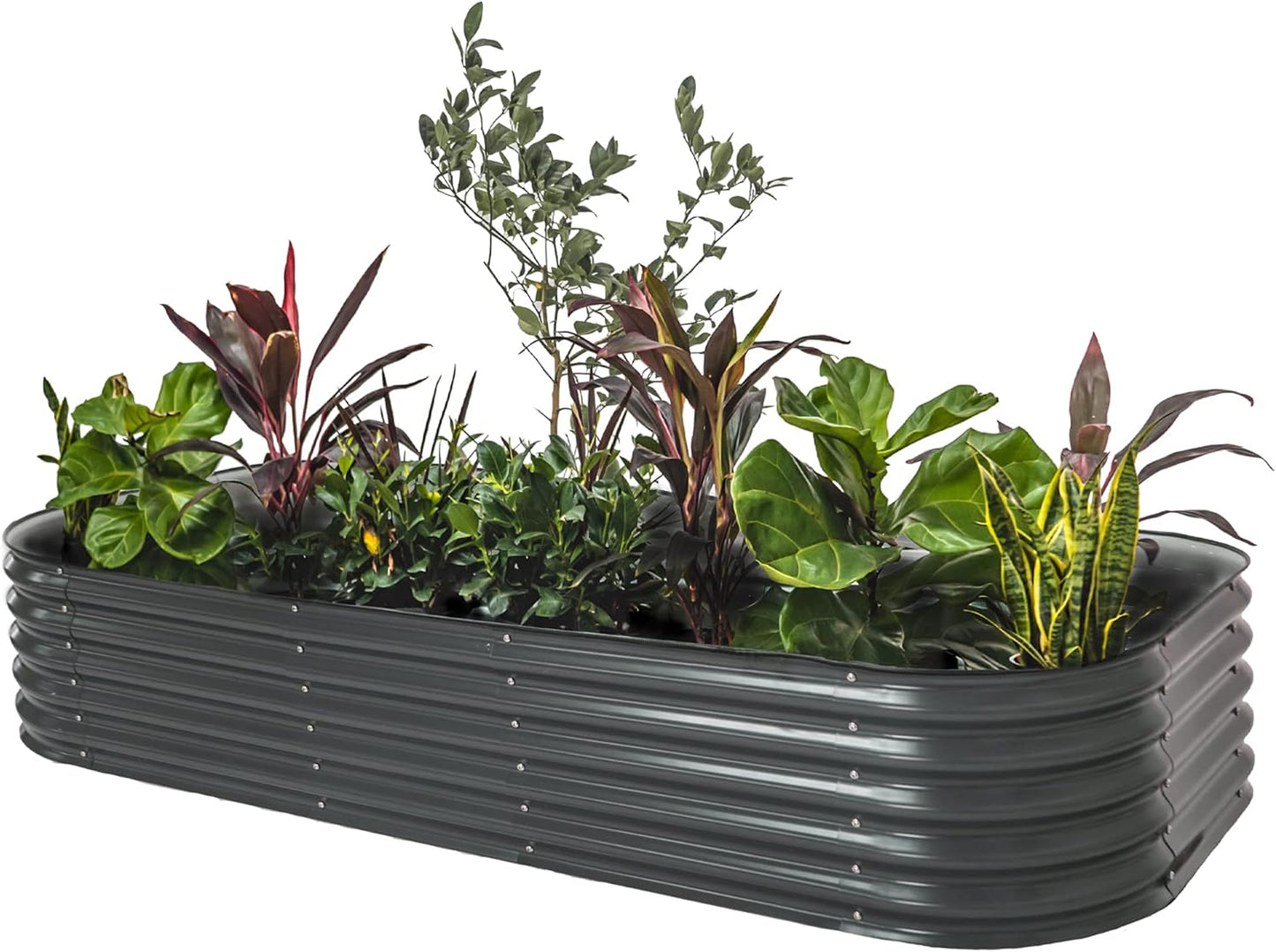 Vego garden Raised Garden Bed Kit, 17" Tall 10 in 1 Modular Raised Garden Beds Kit, Metal Planter Box for Vegetables, Flowers, Herbs, Modern Gray