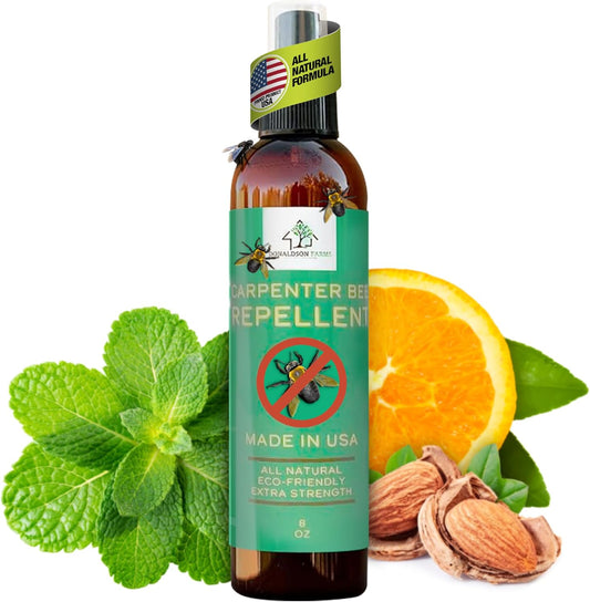 Carpenter Bee Repellent Spray – Organic Citrus Oil Spray for Outdoor Timber Structures and Furniture, 8oz