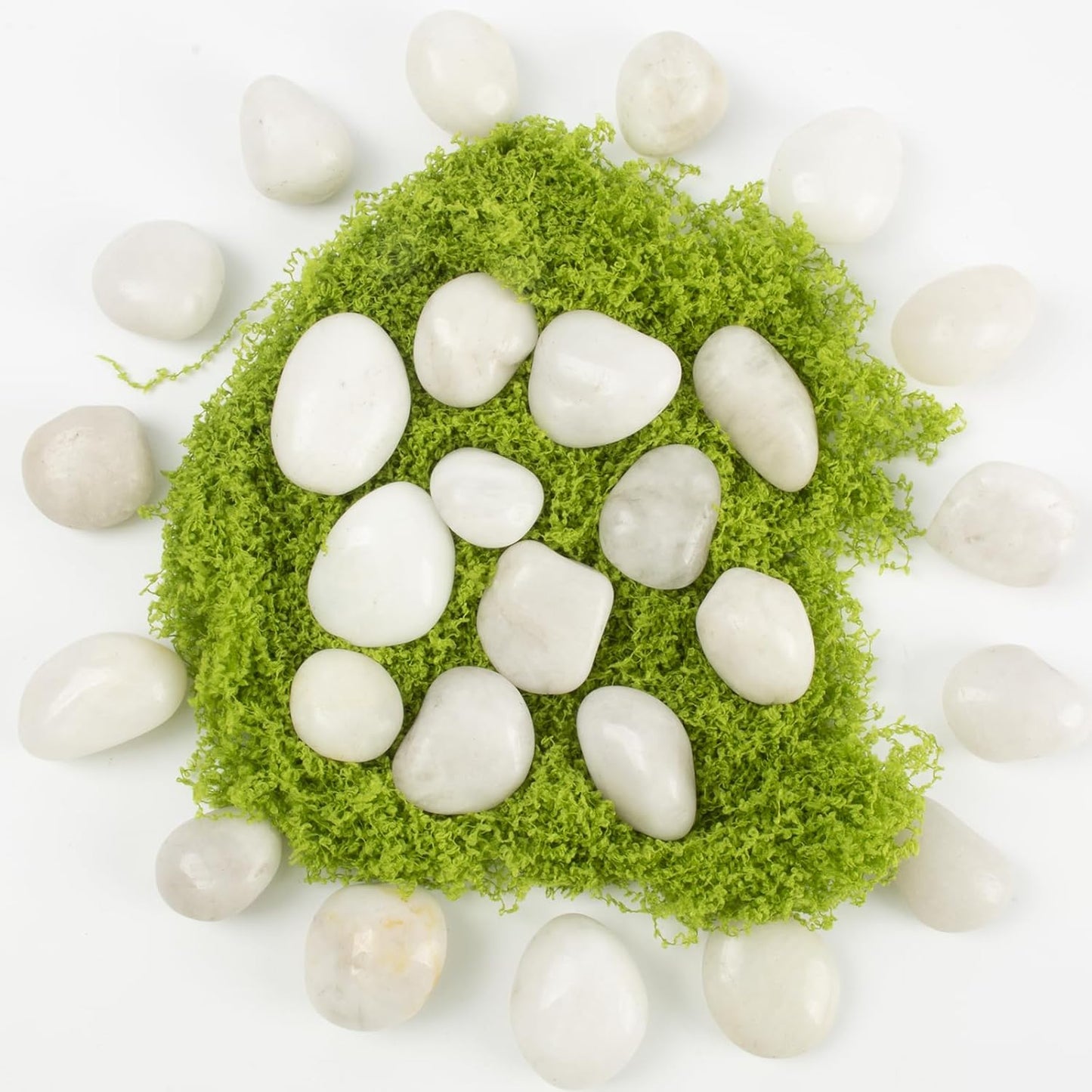 Natural White River Pebbles - LOOIOOJ 20 Lbs Polished Decorative Rocks, 0.5-1 inch, for Aquariums, Gardens, and Indoor Plant Drainage (White, Weight: 20 LB)