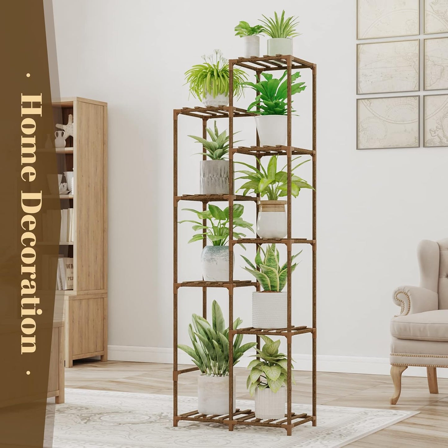 Bamworld 62 " Tall Plant Stand for Indoor Plants Outdoor Corner Plant Shelf Flower Stands for Living Room Balcony and Garden