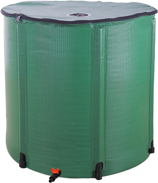 200 Gallon Collapsible Rain Barrel, Portable Rainwater Collection System, Water Storage Tank, Rain Catcher Barrel with Spigots and Overflow Kit, Rain Water Barrel Collector for Garden, Green