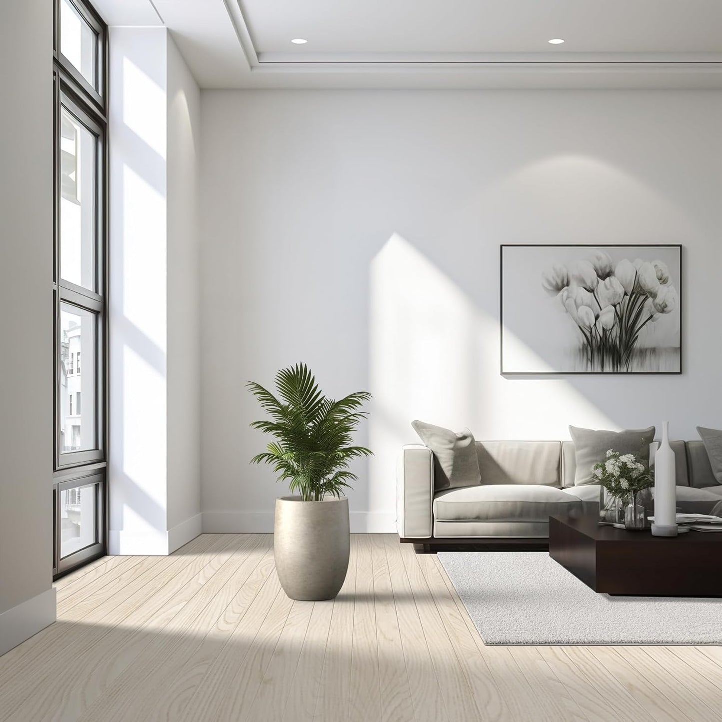 Kante 16.5 Inch Tall Concrete Planter, Large Indoor Outdoor Plant Pot with Drainage, Smooth Weathered Concrete Finish with Forest Green Interior, Ideal for Porch, Home, Garden, Patio