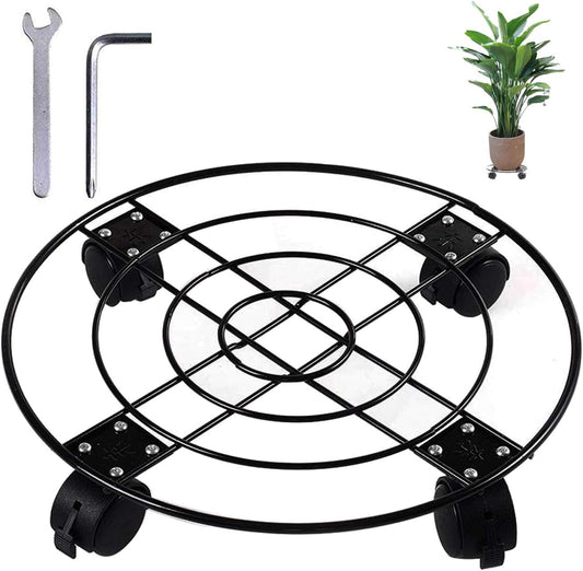 Plant Caddy with Wheels Heavy Duty Metal Iron Large Potted Plant Stand Holder Move Around Indoor Outdoor Garden Patio Flower Pot Planter Adjustable Rolling Dolly Casters with Locking Black 13 Inches …
