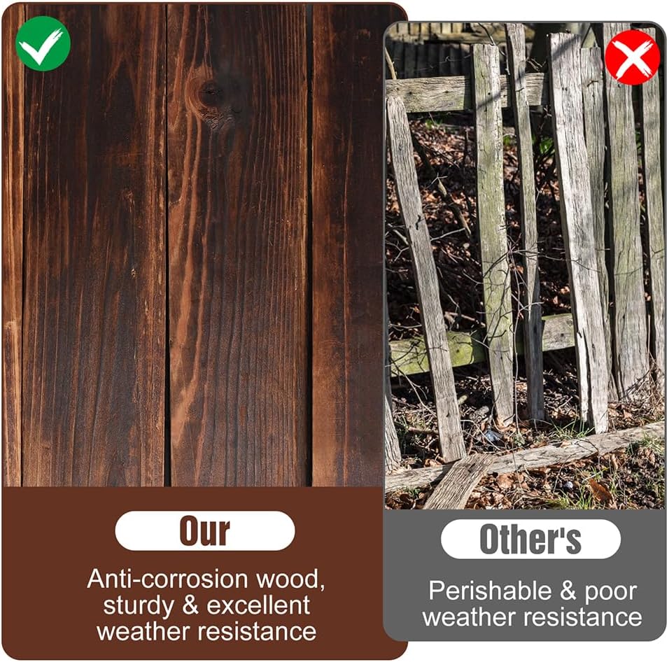 2 Pack Garden Wooden Fence Anti-Corrosive Outdoor Landscape Edging Flexible Decorative Border with a Pair of Gloves for Garden Yard Flower Tree Fence - 7.9'' H x 47'' L