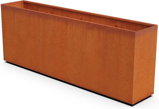 Large Rectangular Planters for Outdoor Plants | 96x18x36 Corten Steel Planter for Privacy & Patios | Extra Large Outdoor Planter Box | Heavy-Duty 11-Gauge Steel, Fully Assembled