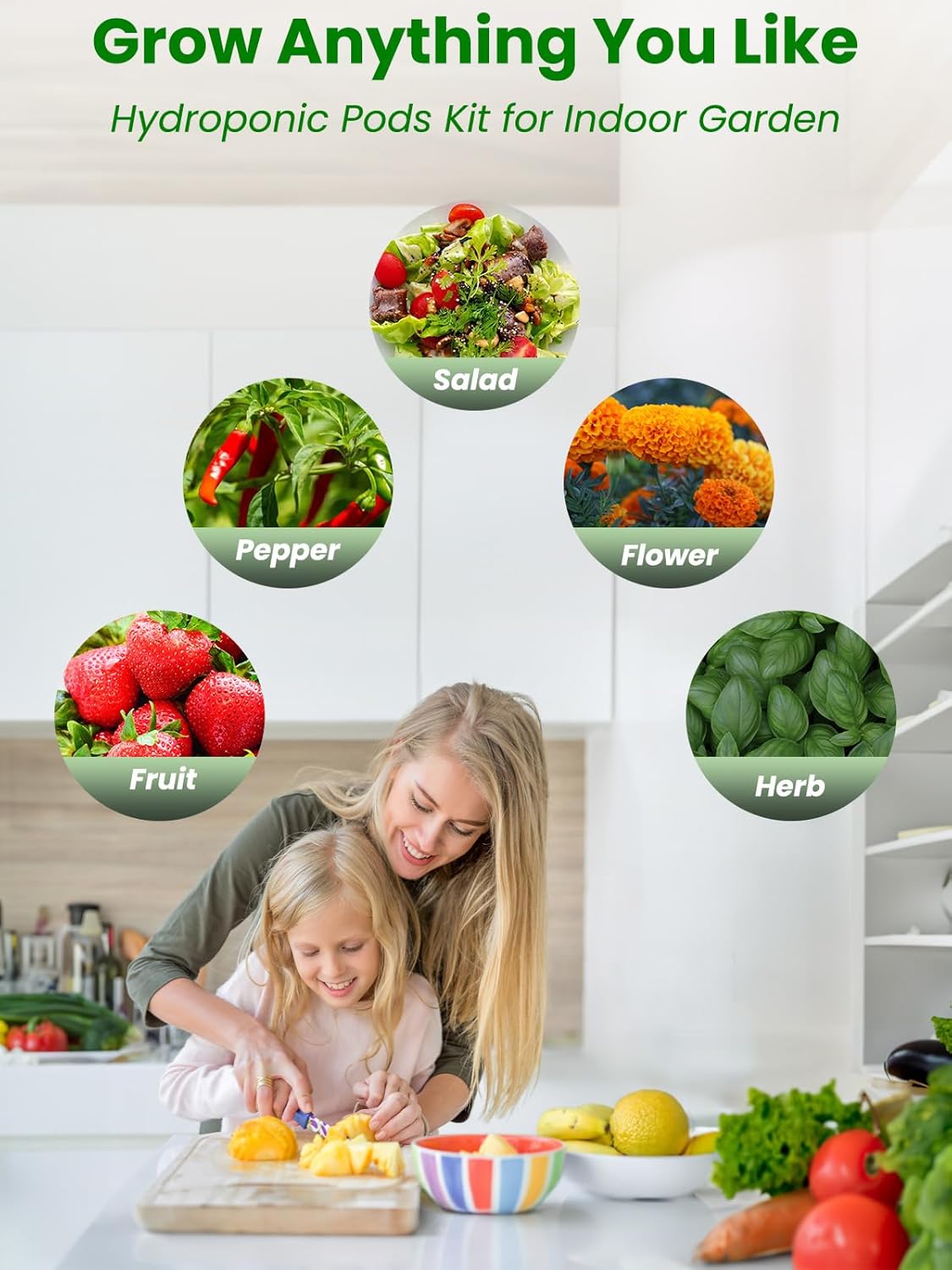 inbloom Grow Anything Seed Pod Kit for AeroGarden, Ahopegarden, GARDENCUBE, iDoo, MUFGA Hydroponic Growing System, 200 Pcs Indoor Garden Supply with 50 Grow Sponges, 50 Baskets, 50 Domes and 50 Labels