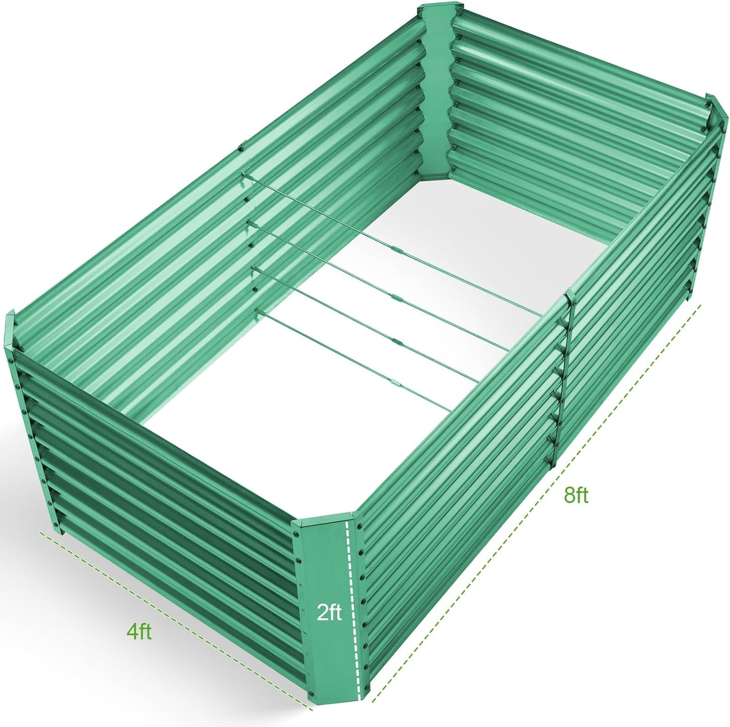 Land Guard 8×4×2 ft Galvanized Raised Garden Bed Kit, Galvanized Planter Raised Garden Boxes Outdoor, Oval Large Metal Raised Garden Beds for Vegetables(Green)…