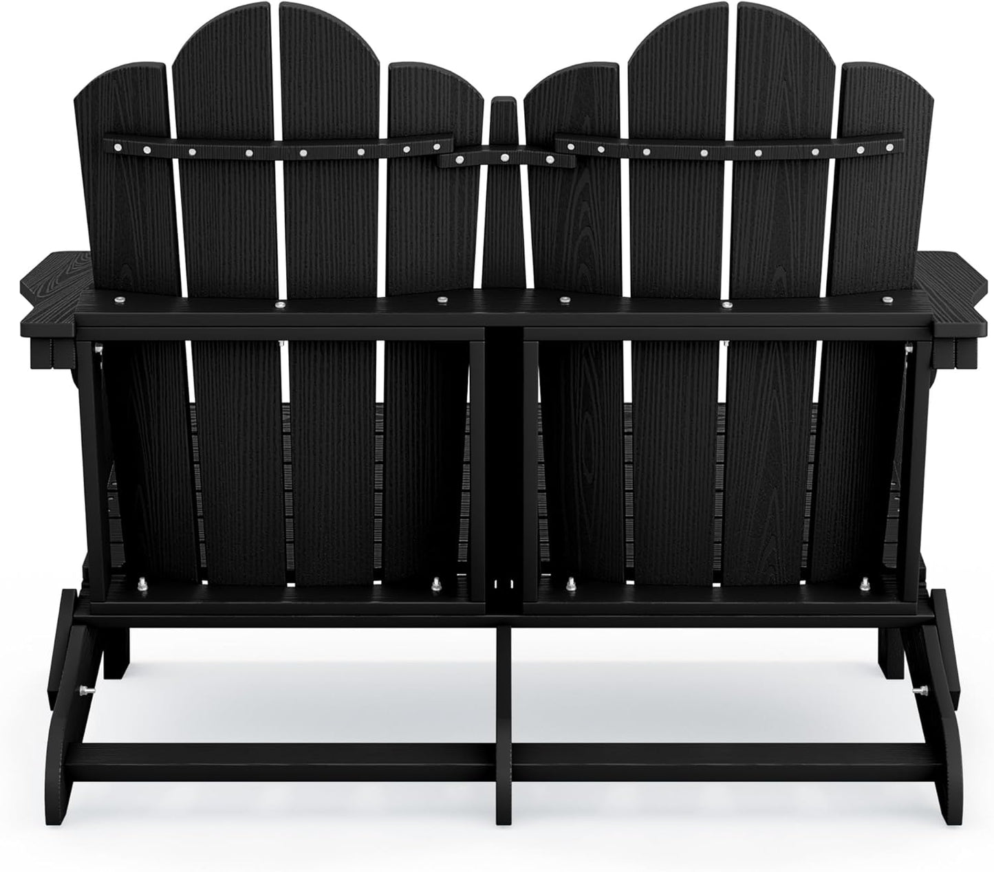 SERWALL 2 Person Adirondack Loveseat, HDPE All-Weather Folding Adirondack Bench Chair, Outdoor Adirondack Chair Set of 4, Black