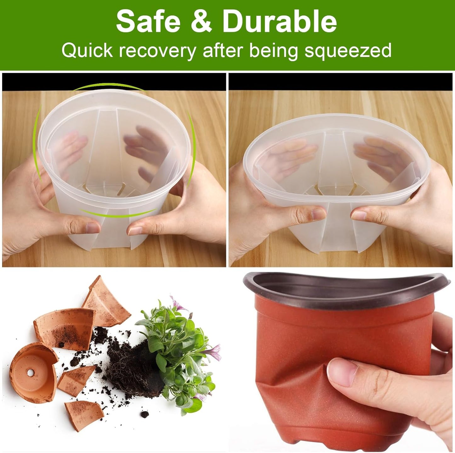 Transparent Plants Nursery pots with Tray 4/5/6 Inch Hard Material Plastic Planter with Drainage Hole,Durable Seed Starting Pots Plant Container, with 12pcs Plant Labels, a Maker Pen, 12 Sets