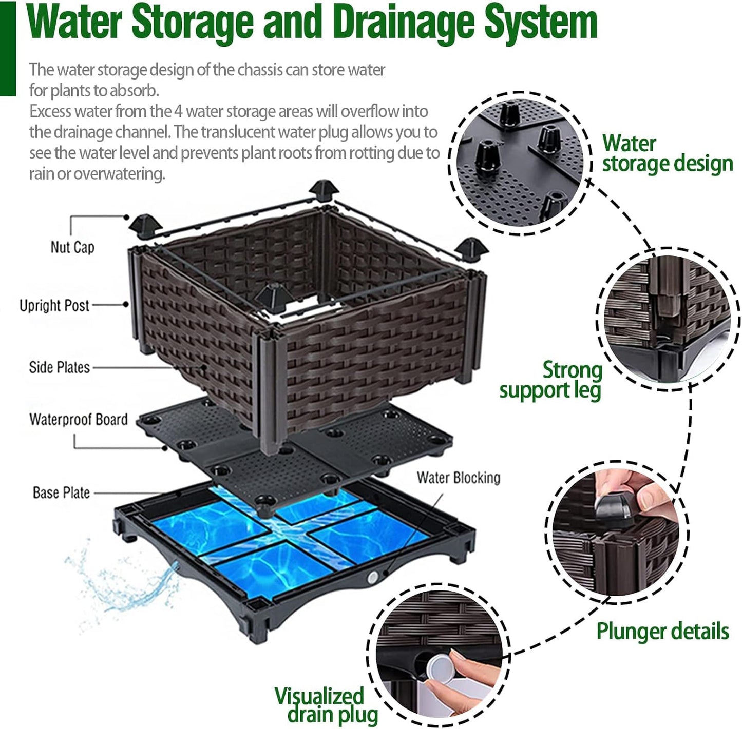 Raised Garden Bed with Legs Planters for Large planters Outdoor Plants Elevated Plastic Garden Planter Boxes Plant pots for Patio Backyard Porch Deck to Planting Flowers Vegetables and Herbs…