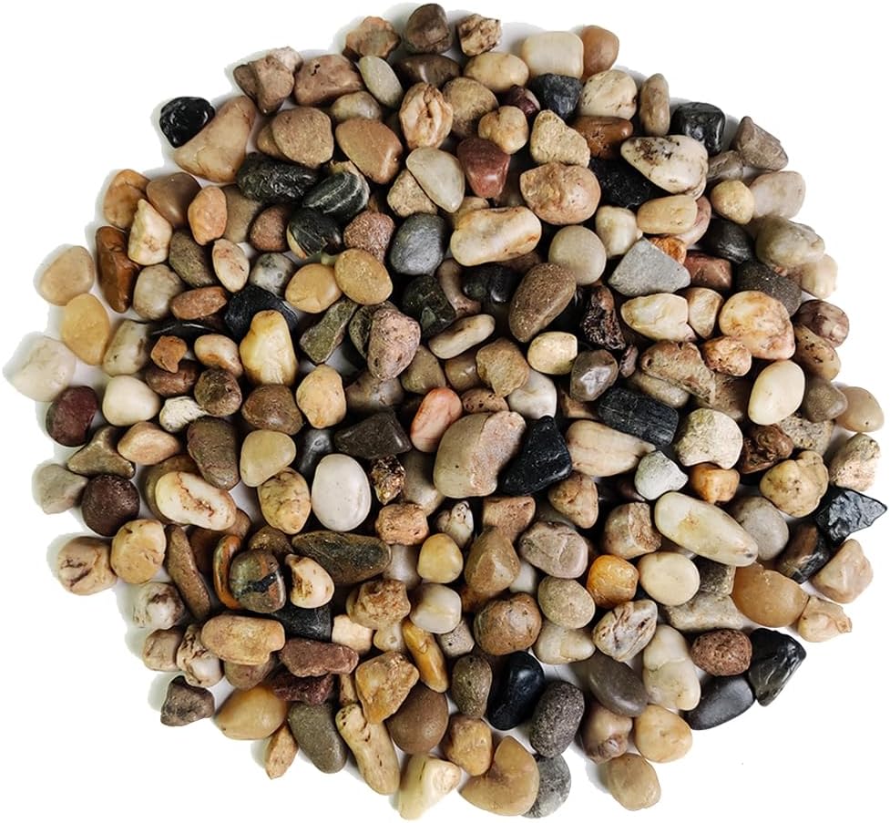 HappyFiller 2 LB Natural River Rocks Decorative Pebbles Polished Terrarium Stones Assorted Colors for Indoor Garden Plants Top Dressing Soil Cover,Aquarium Fish Turtle Tank Decor,Zen Garden