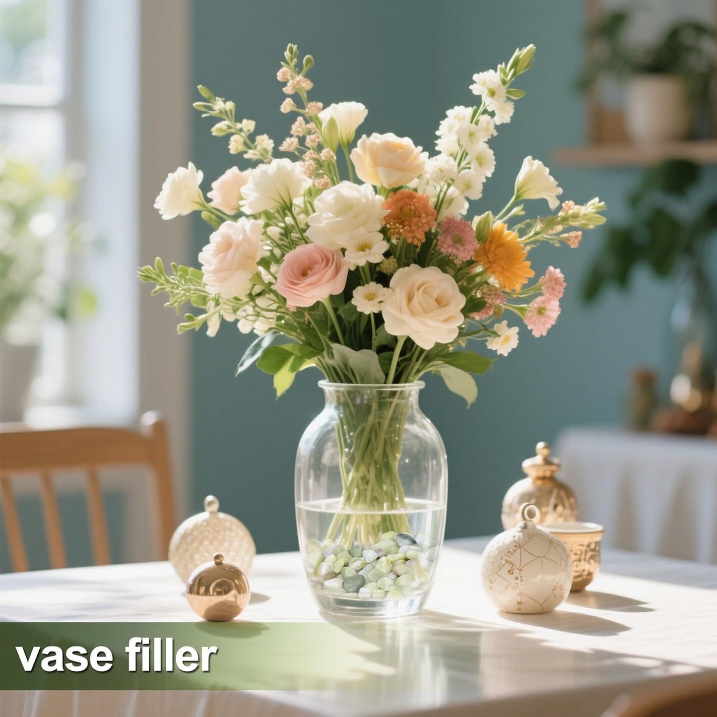 Calofulston 30 lb Decorative Pebbles for Indoor Plants, 3/8 Inch Pebbles for Succulents, Lucky Bamboo Plants, Vase, Cactus, Landscaping, Polished Jade Rocks for Plants Indoor, Green