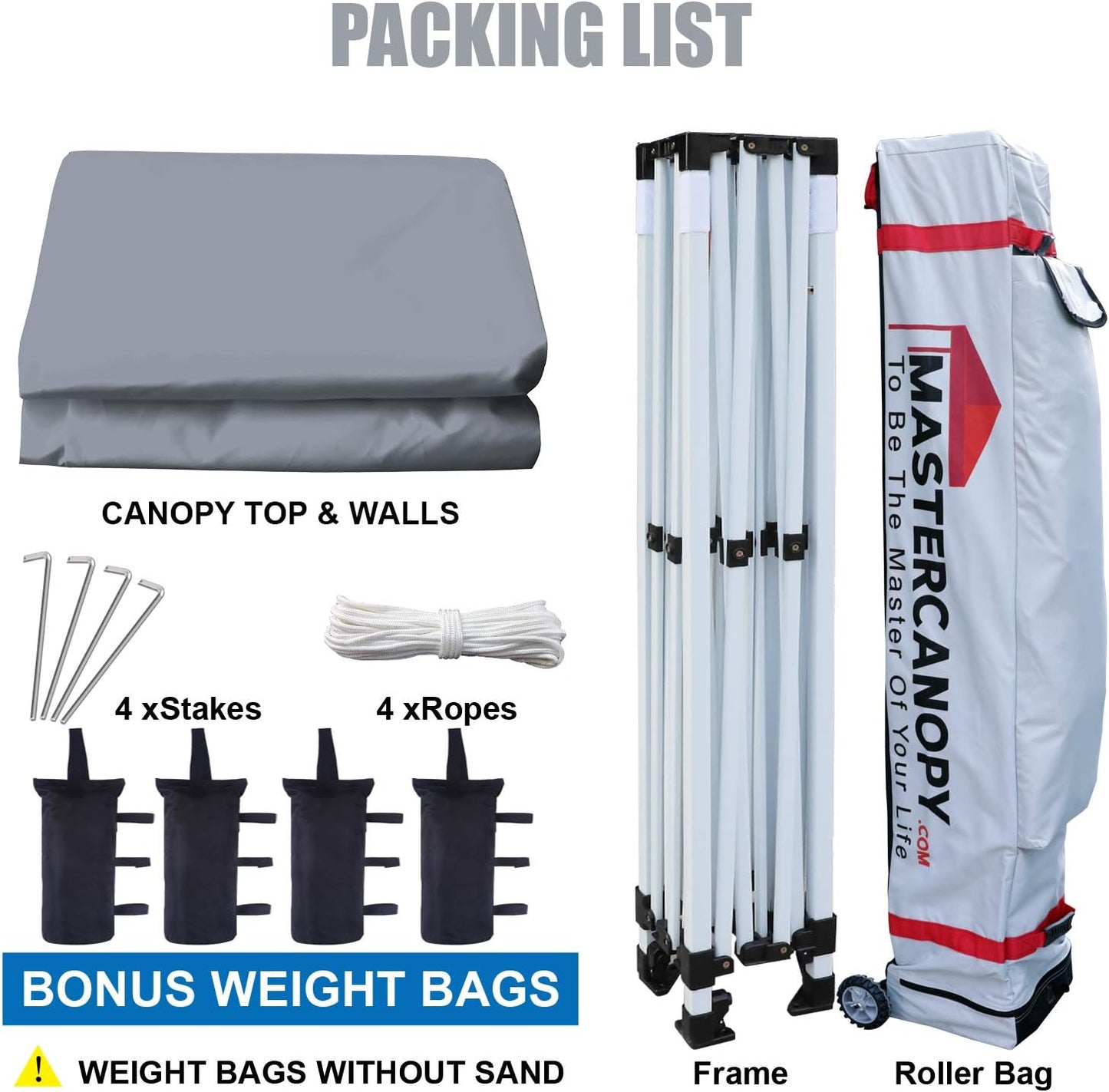 MASTERCANOPY Heavy Duty Pop-up Canopy Tent with Sidewalls (10x15,Gray)