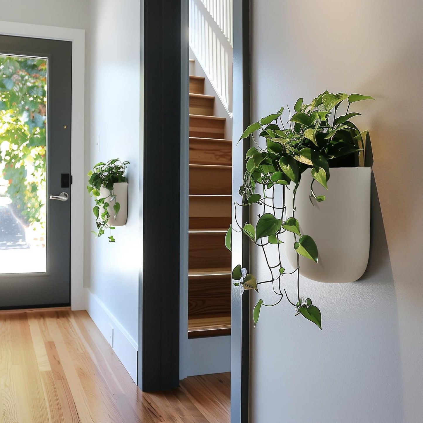 La Jolie Maison Wall Hanging Planters for Indoor Plants，Hanging Flower Pots for Air Plants Succulent, Set of 2, 6 Inch, Porcelain White