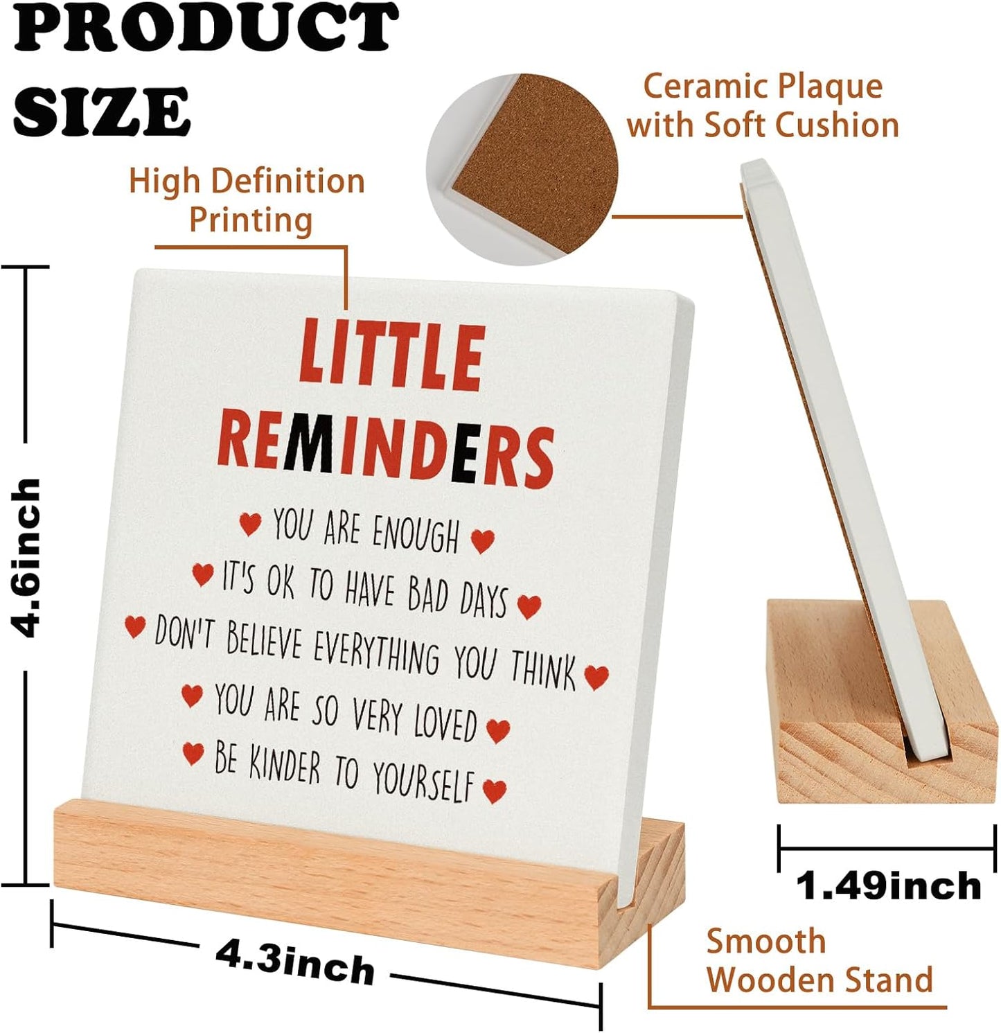 Inspirational Decor Motivational Gifts for women Christmas Birthday, Positive Mental Health Gifts for Her Teenage Girls Boys You are Enough Encouragement Plaque Little Reminders for Office Home