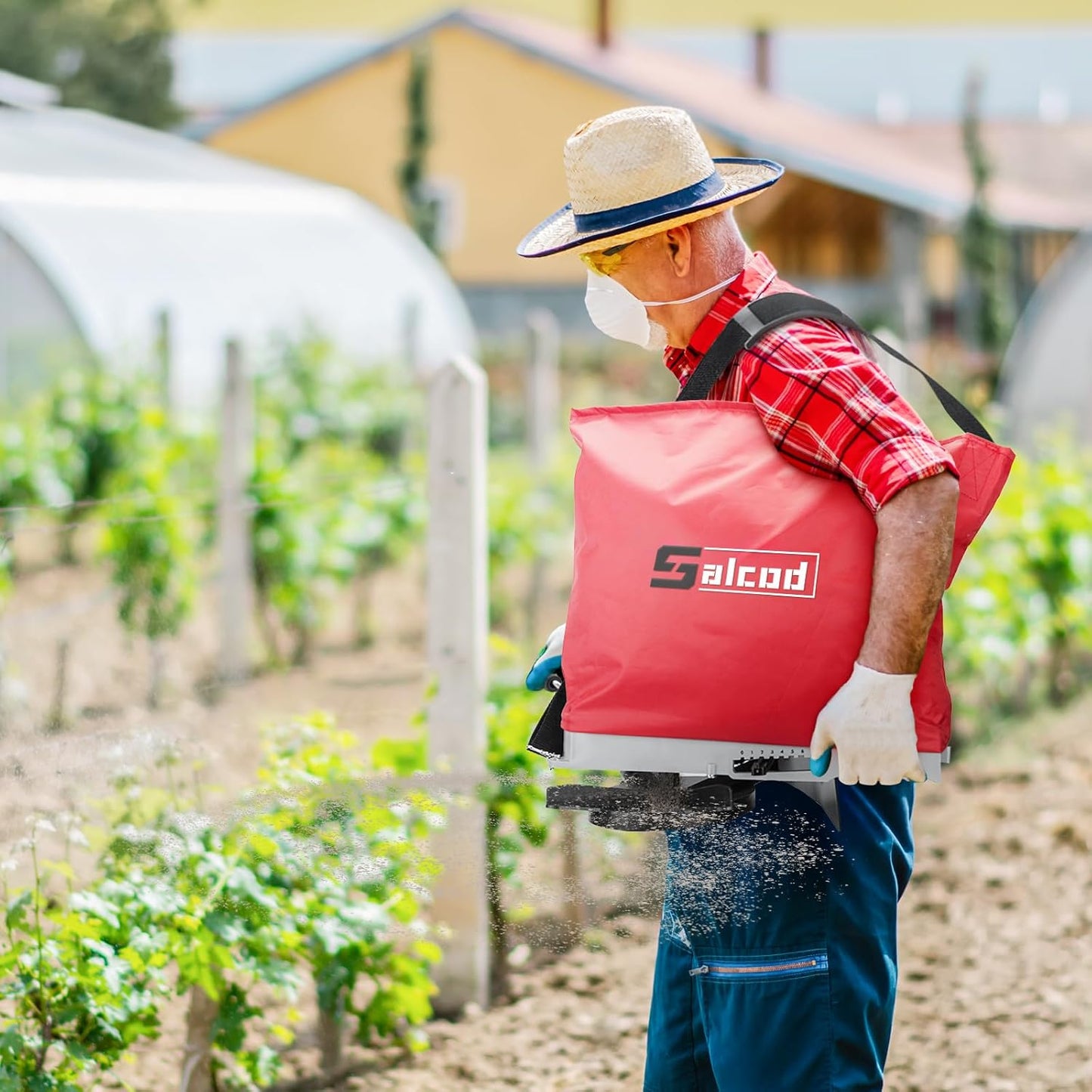 Bag Seed Spreader, Multiple Spread Options, Fit for Spreading Grass Seeds and Fertilizers, Red