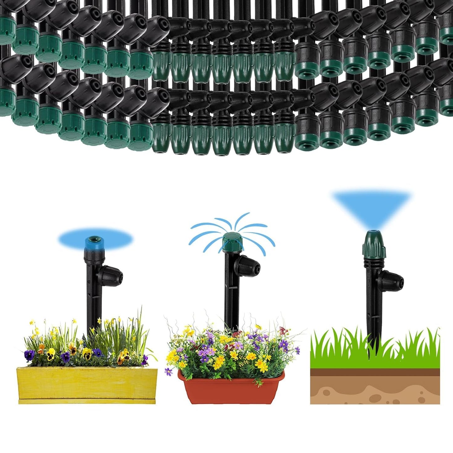 30Pc Anti-Drop Drip Irrigation Kit Lock Barbed Design 10pc Drip Irrigation Emitters 10pc Irrigation Sprayer 10pc Misting Sprinkler for Garden Raised Garden Bed Yard Lawn (30pc-Spray Drip Mist)