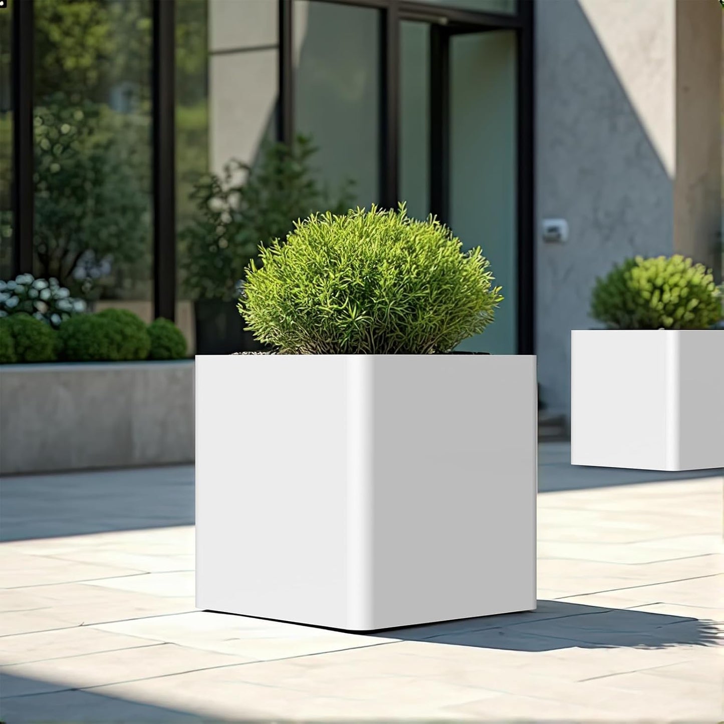 Large Square Planter for Outdoor Plants 20" L x 20" W x 20" H,Metal Planters for Outdoor Plants,Cube Planters with Drainage Hole for Porch/Patio/Garden