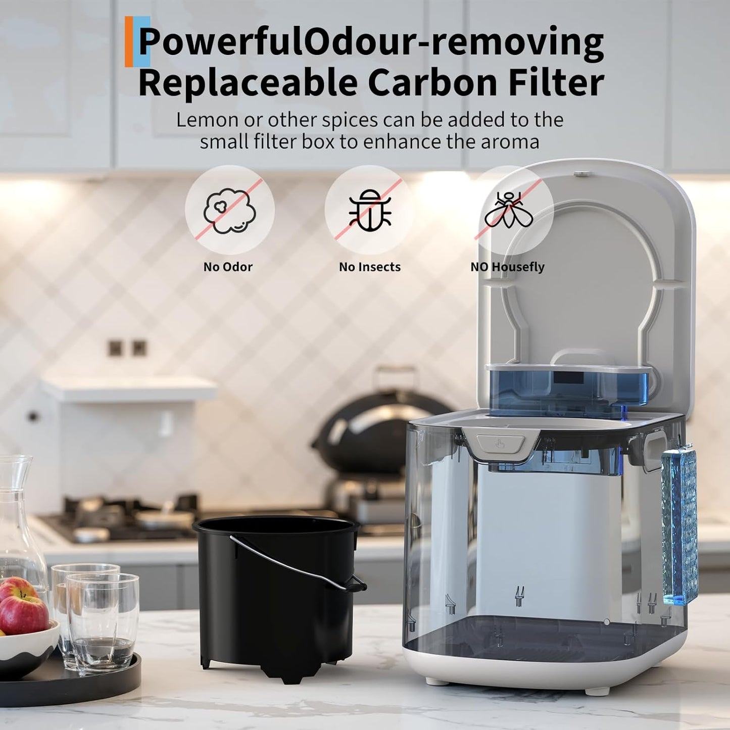 3.5L Electric Composter Countertop, 3 Modes Kitchen Smart Compost Bin with Auto Cleaning, LED Display, Turns Kitchen Waste Into Dry Manure, Low Noise Food Waste Compost Machine