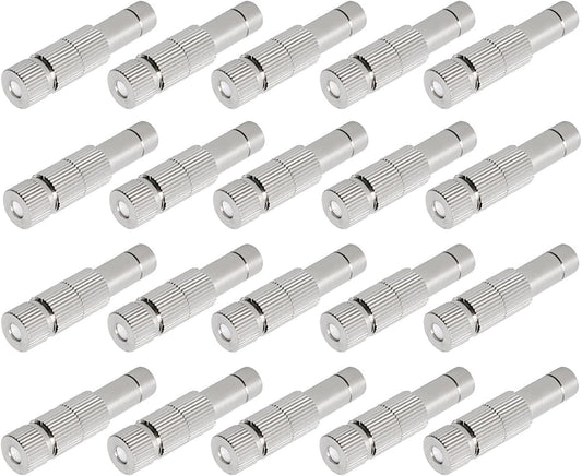 20pcs Brass Mister Nozzles, 6mm Misting Nozzles for Outdoor Cooling System, Landscaping, Air Humidification, Greenhouse Irrigation (with Filter, 0.012"/0.3mm Orifice)
