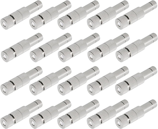 20pcs Brass Mister Nozzles, 6mm Misting Nozzles for Outdoor Cooling System, Landscaping, Air Humidification, Greenhouse Irrigation (with Filter, 0.006"/0.15mm Orifice)