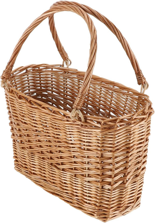 Natural Wicker Picnic Basket with Handle - Woven Willow Basket for Eggs, Candy, Groceries, Flowers, Gifts, Home & Outdoor Storage, 13x6x8 inches