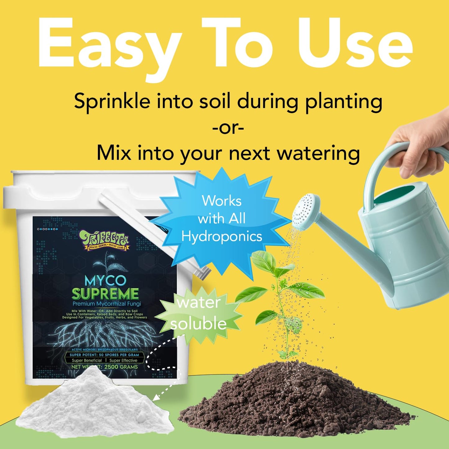 Mycorrhiza for Soil, Root Stimulator for Plants, Ultra Concentrated Mycorrhizae for Plants Strong Roots & Living Soil, Trifecta Myco Supreme Plant Root Stimulator for Tree, Rose and Flower Care