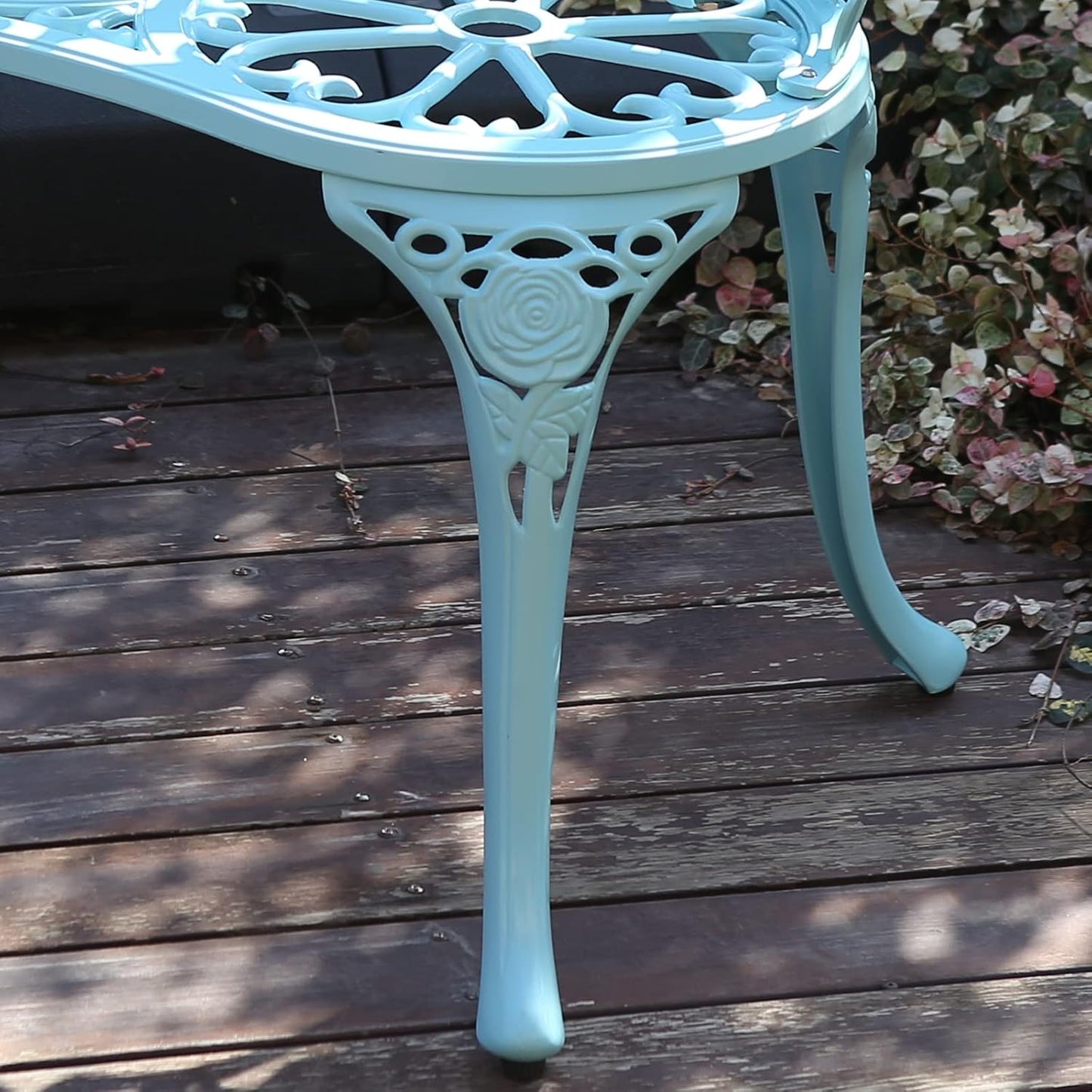 KAILI Garden Bench, Metal Aluminum Rose, Suitable for Garden Porch Park Front Porch Balcony Outdoor (Light Blue)
