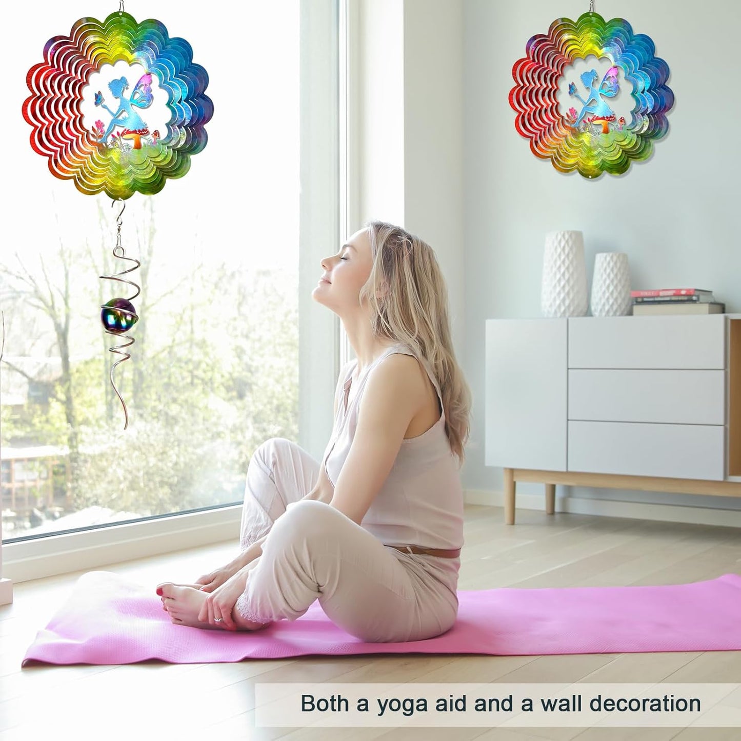 Fairy Wind Spinner - Kinetic Hanging Wind Sculpture | 12-Inch 3D Windcatcher for Garden, Metal Art Yard Decor, Outdoor Ornament & Lovely Gifts for Mother, Wife, Daughter, Girls & Women