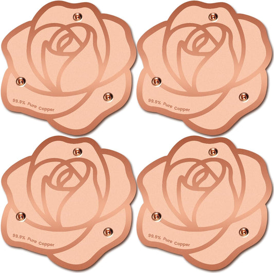 Bird Bath Copper Disk,Bird Bath Purification Disk 0.6mm Reinforced 99.99% Pure Copper Cleaning Disk with 3-Point Support,Fits Outdoor Birdbath & Bowl,Provide Safe Clean Water,Rose-4Pcs