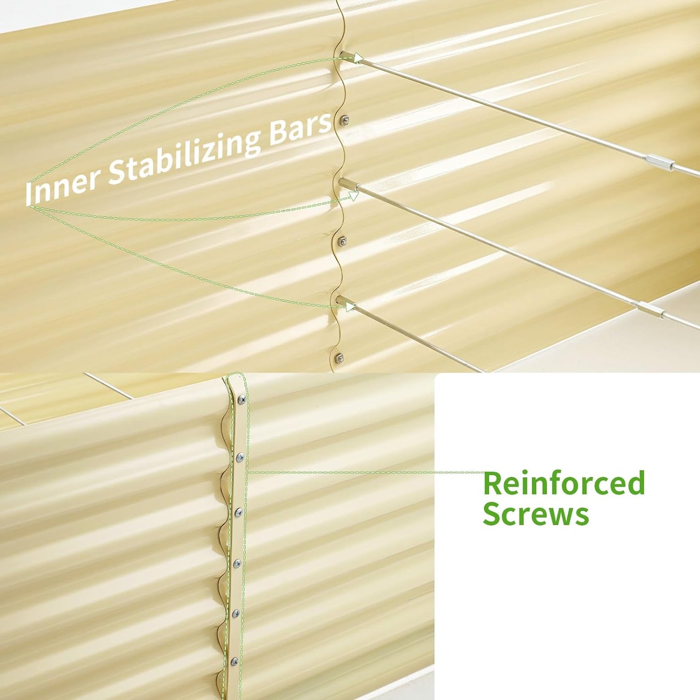 Land Guard 6x3x2ft Galvanized Raised Garden Bed, Planter Boxes Outdoor, Raised Garden Beds Outdoor for Vegetables, Flowers, Herbs, 269 Gallons, Cream Yellow…