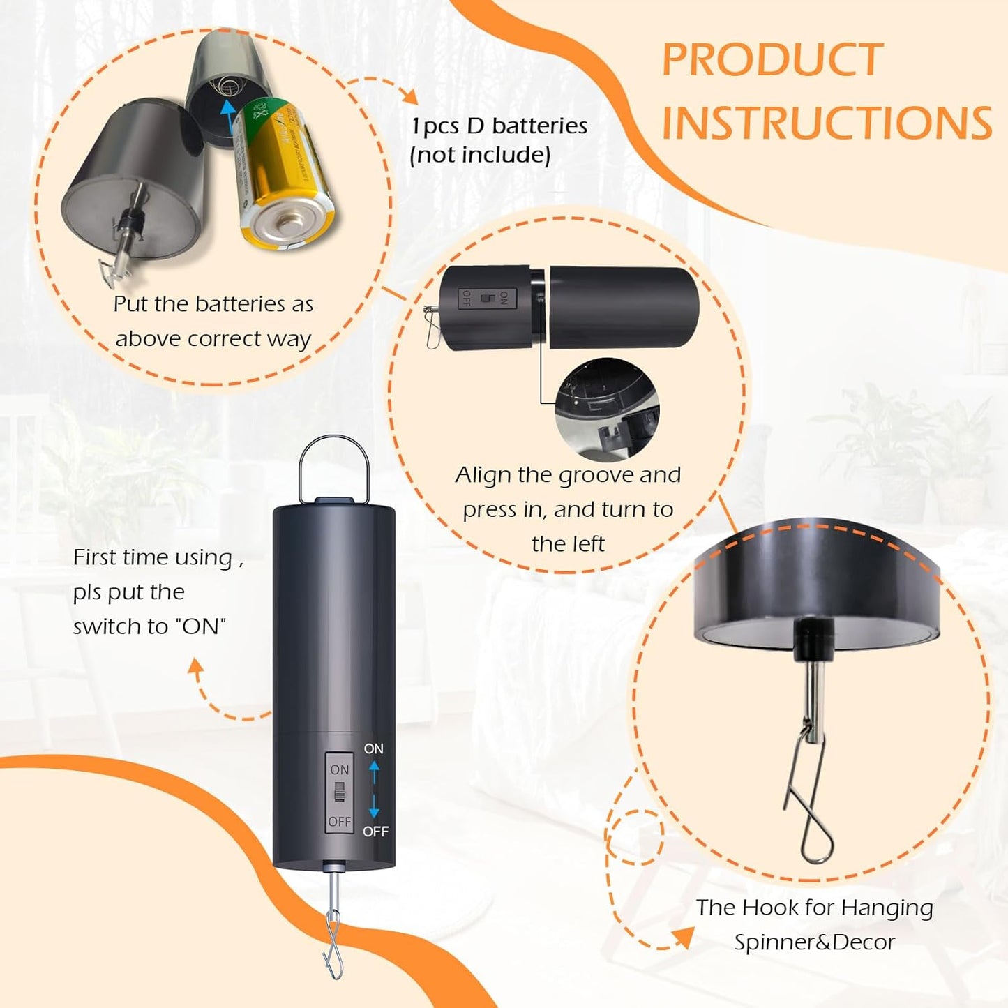 Disco Ball Motor Hanging Display Motor Multi-Purposes Rotating Mobile Wind Spinner Motor for Mirror Ball Baby Crib Spiral Wind Chimes Christmas Ornament Yard Garden Decor,20 RPM(Black)