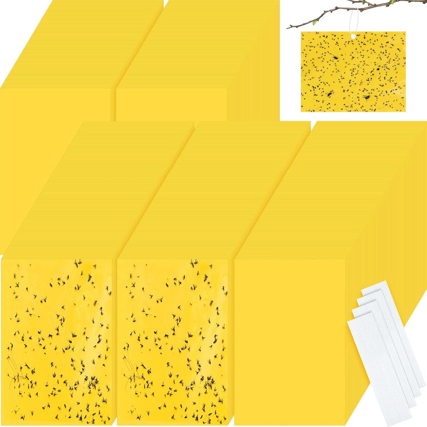 Qualirey 700 Pcs 6 x 8 Inch Yellow Sticky Traps for Plant Double Sided Sticky Trap for Gnats with Twist Ties Sticky Fly Traps for Fruit Insect Fungus Bugs Indoor Outdoor