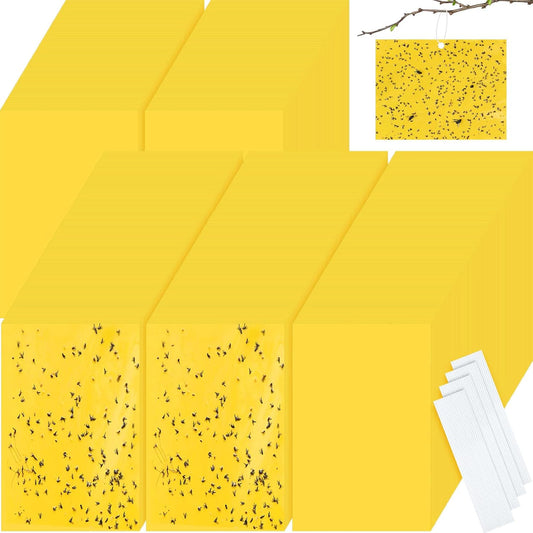 Qualirey 700 Pcs 6 x 8 Inch Yellow Sticky Traps for Plant Double Sided Sticky Trap for Gnats with Twist Ties Sticky Fly Traps for Fruit Insect Fungus Bugs Indoor Outdoor