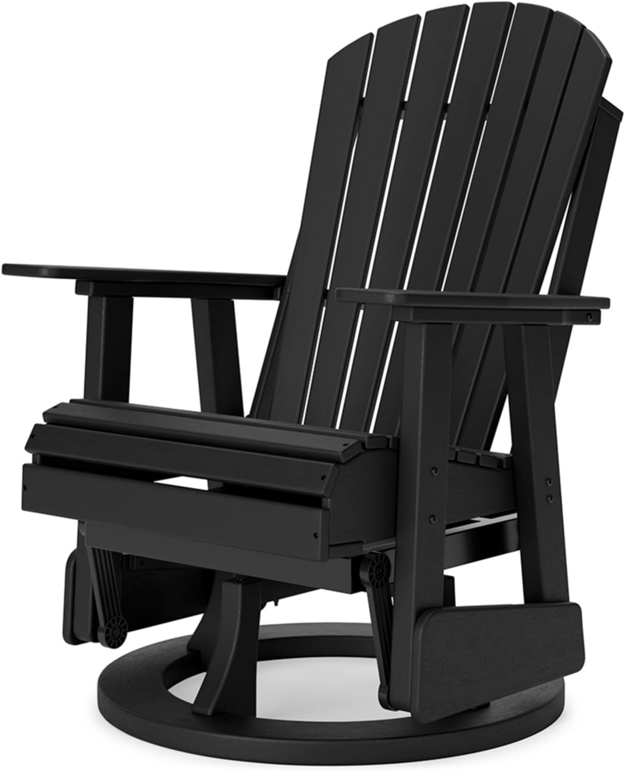 Signature Design by Ashley Hyland Wave Modern Weather Resistant HDPE Outdoor Swivel Glider Chair, Black