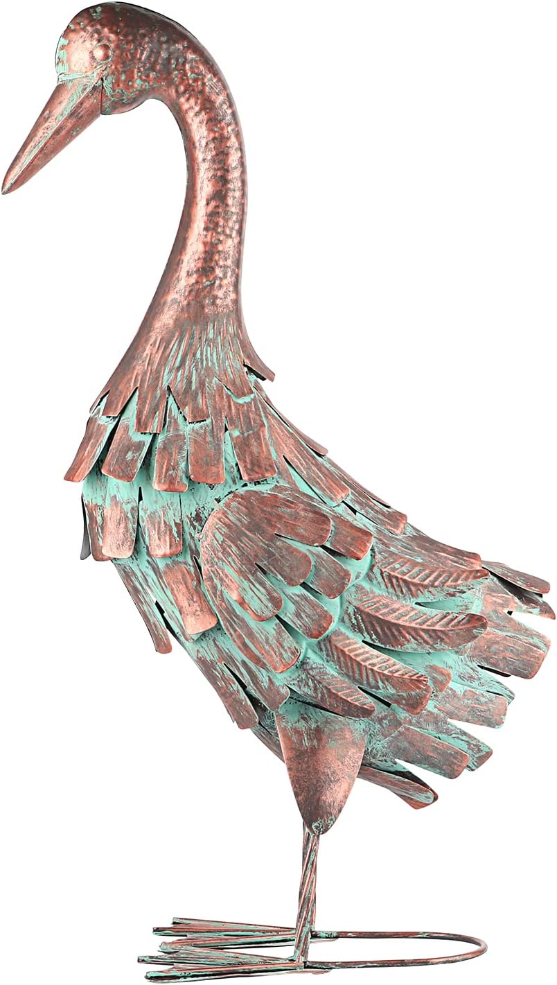 Garden Outdoor Statue Metal Duck Art Sculpture for Lawn, Farm and Patio - 25 Inches