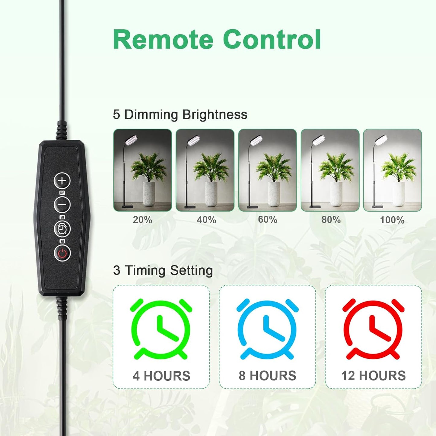 Upgraded Super Bright Grow Lights, 6000K Full Spectrum Standing Floor Plant Light with 336 LEDs & Flexible Gooseneck for Indoor Large Plants, Dimmable & Timer 4/8/12Hrs, 12V 3A High Power Output