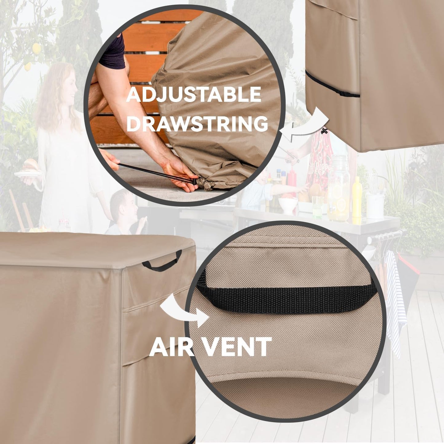 Outdoor Prep Table Cover - Heavy Duty Waterproof Cover for Outdoor Small Portable Table, Compatible with 36 inch Outdoor Utility Cart and Storage Cabinet,Khaki