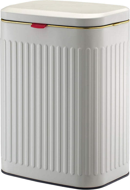 2.11Gallon 8L Carbon Steel Trash Can Door Compost Bin Wall Mounted 2 Ways Sliding Lid Compost Bin Countertop Kitchen Hanging Cabinet Door Trash Bin Metal Garbage Bin Cubo de Basura Ivory