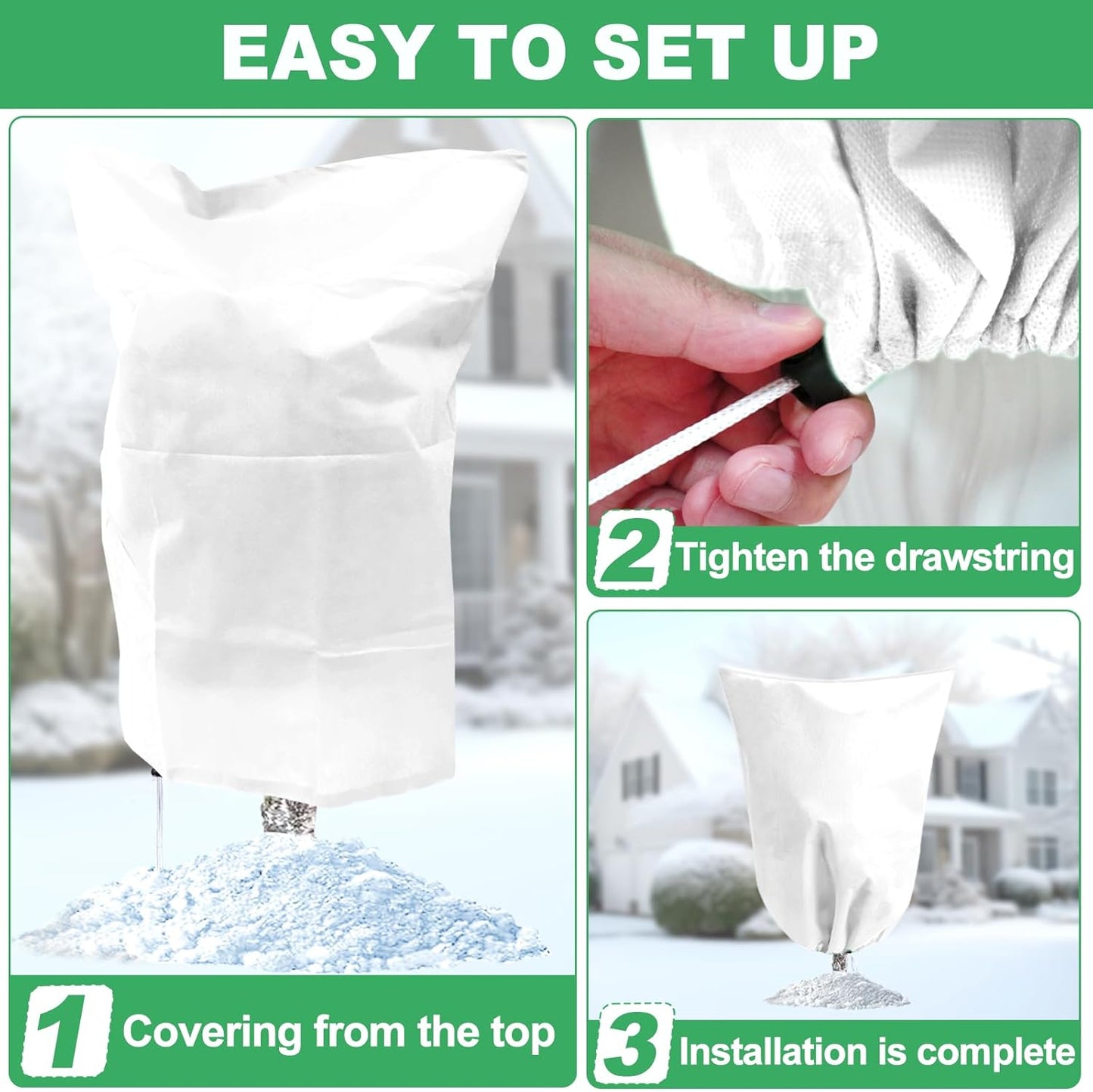 2 Pack Winter Plant Covers Freeze Protection with Drawstring, 39.3" x 39.3" Frost Cloths for Outdoor Plants Covers for Winter Cold Weather Tree Covers Freeze Protection, Shrubs Trees Jacket