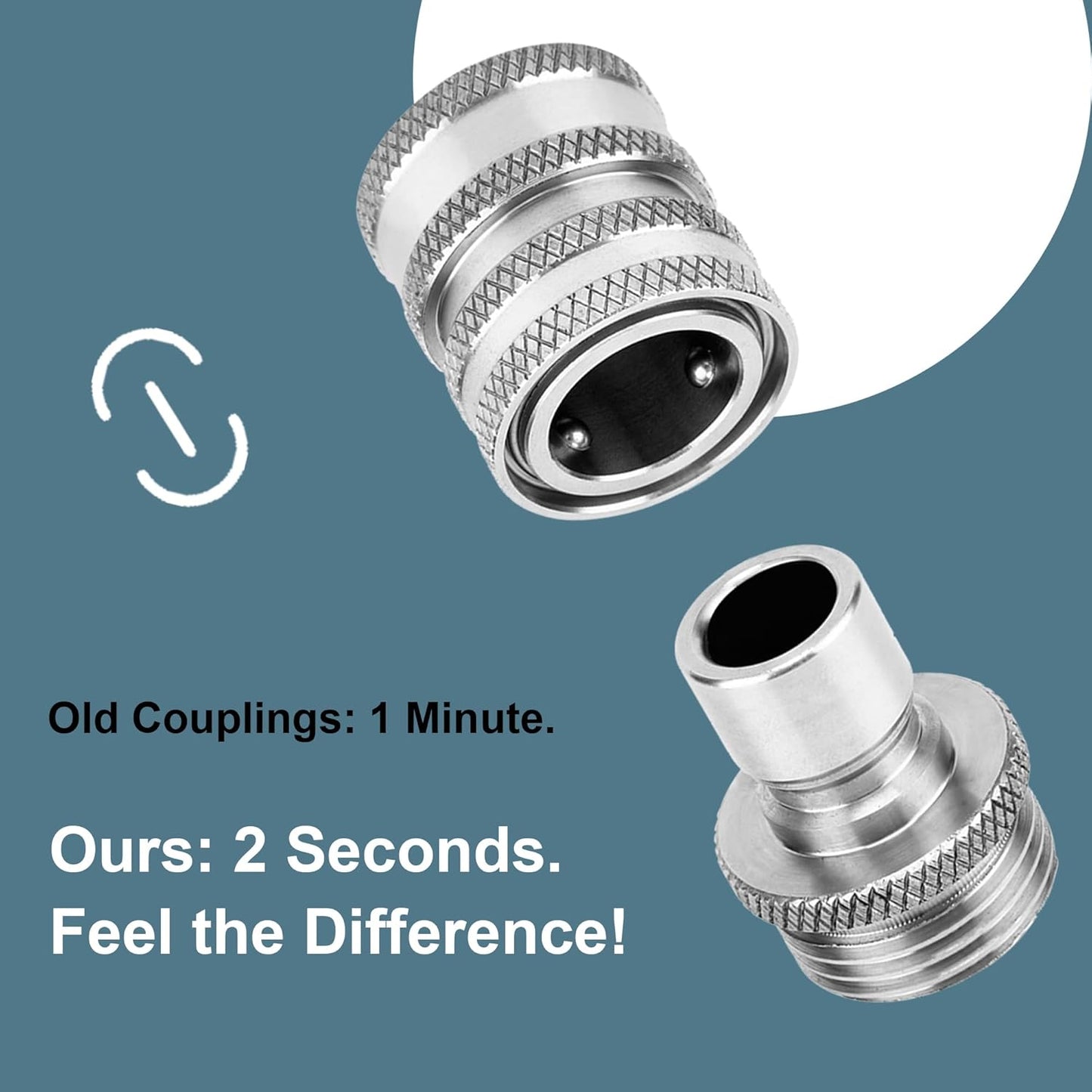 Quick Connect Hose Fittings, Garden Hose Quick Disconnect Set, Universal Fit 3/4 Inch GHT Stainless Steel, Water Hose Connector, 3 Pack