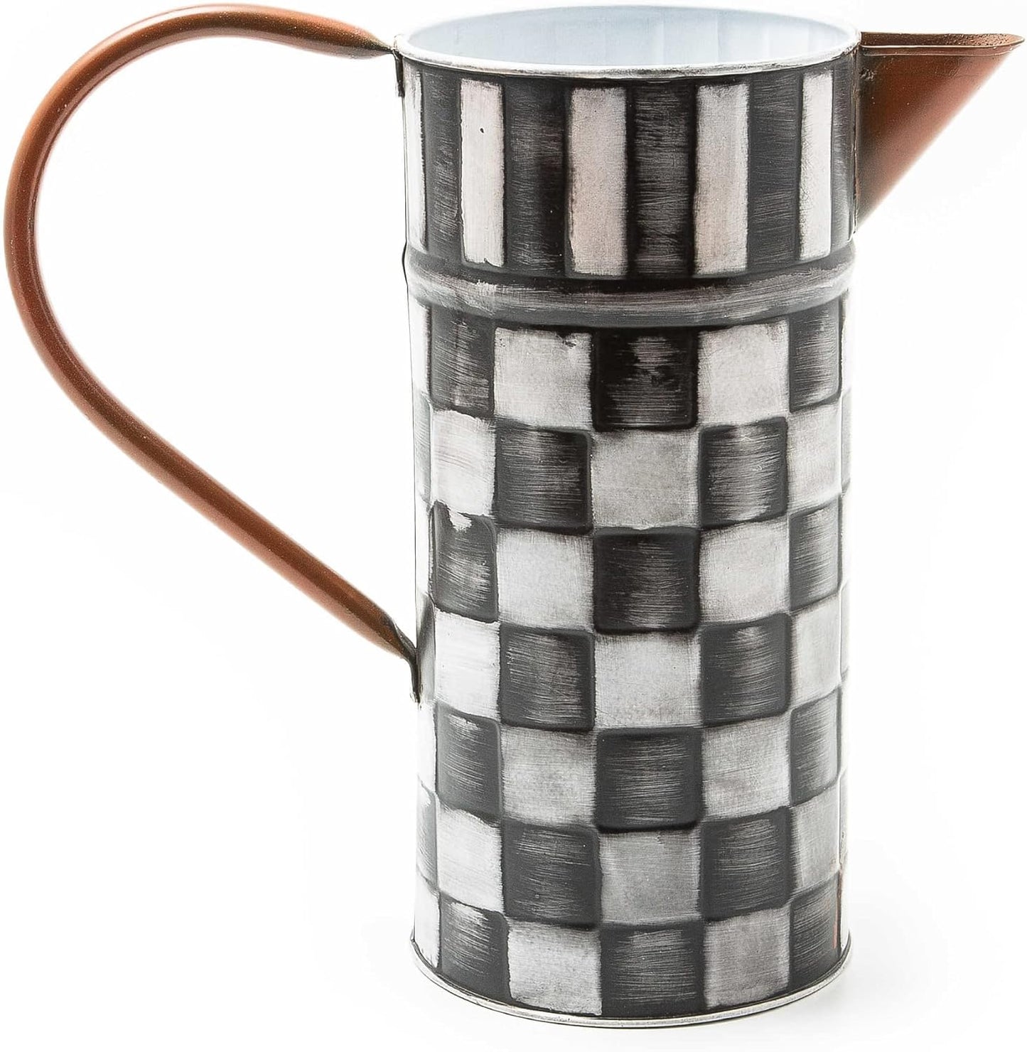 MACKENZIE-CHILDS Watering Can, Outdoor Galvanized Watering Can, Black-and-White Check It Out