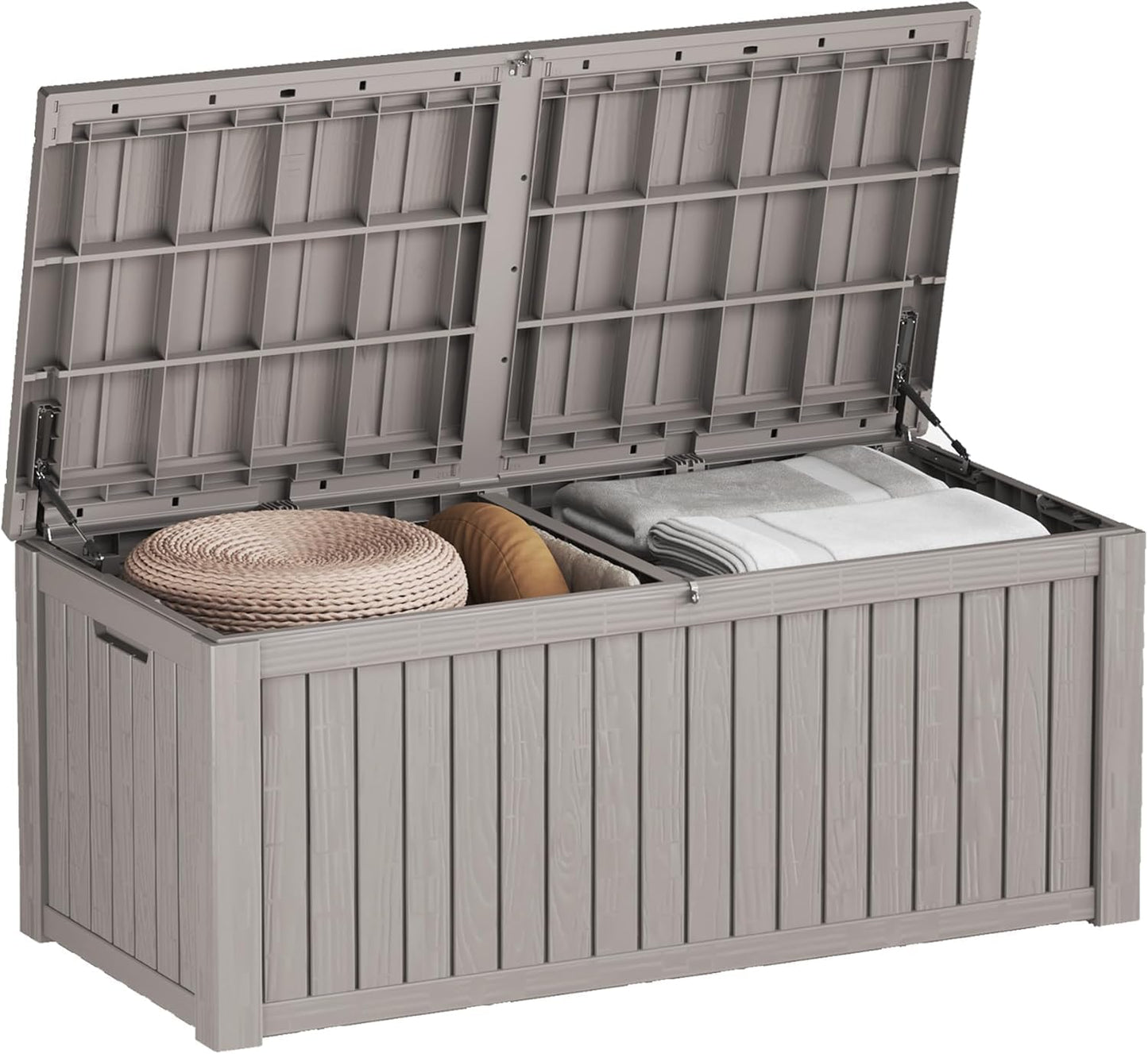 Heavy-Duty 150 Gallon Waterproof Deck Storage Boxes for Outdoor - Patio Deck Box & Pool Storage Organizer, Lockable Resin Chest for Cushions & Tools, UV-Resistant, Slate Grey