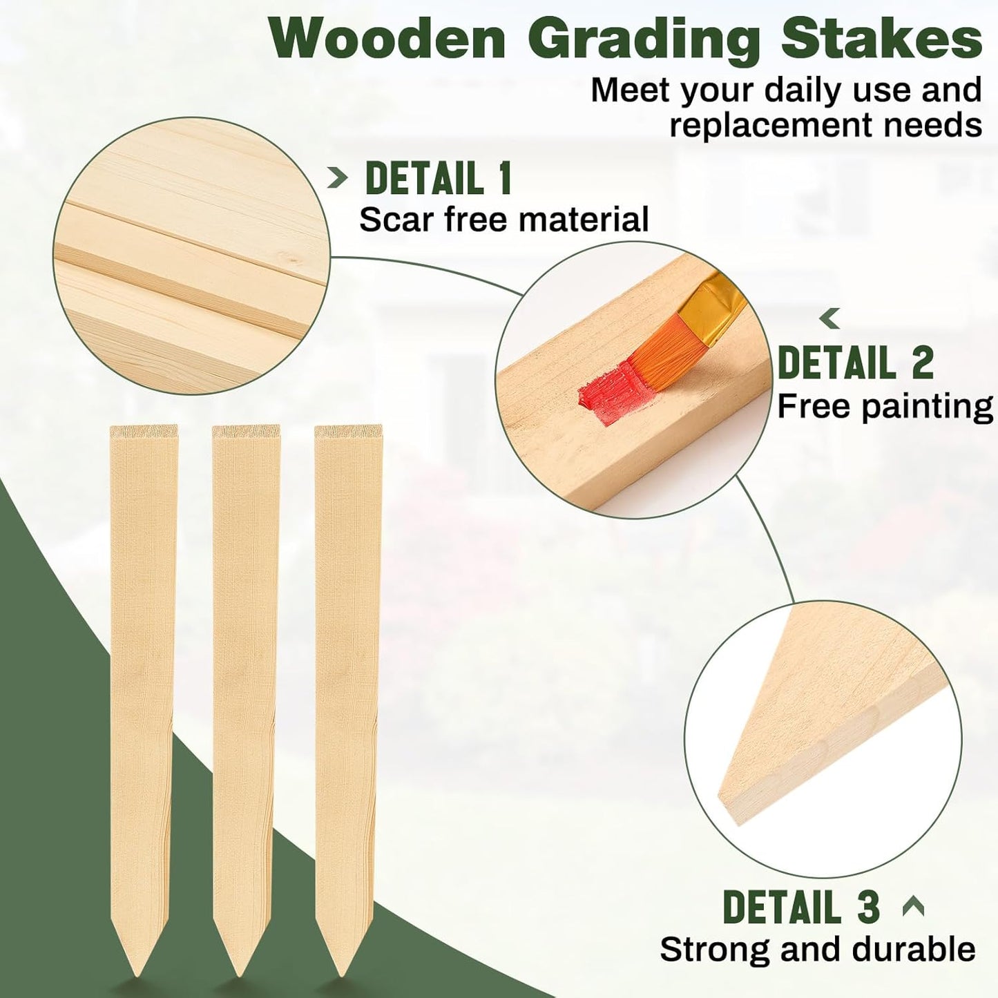 20 Pieces Wooden Garden Stakes 18 Inch Grade and Survey Stakes Wooden Garden and Sign Posts for Plant Support Silt Fence Yard Farm Survey Boundaries Baselines