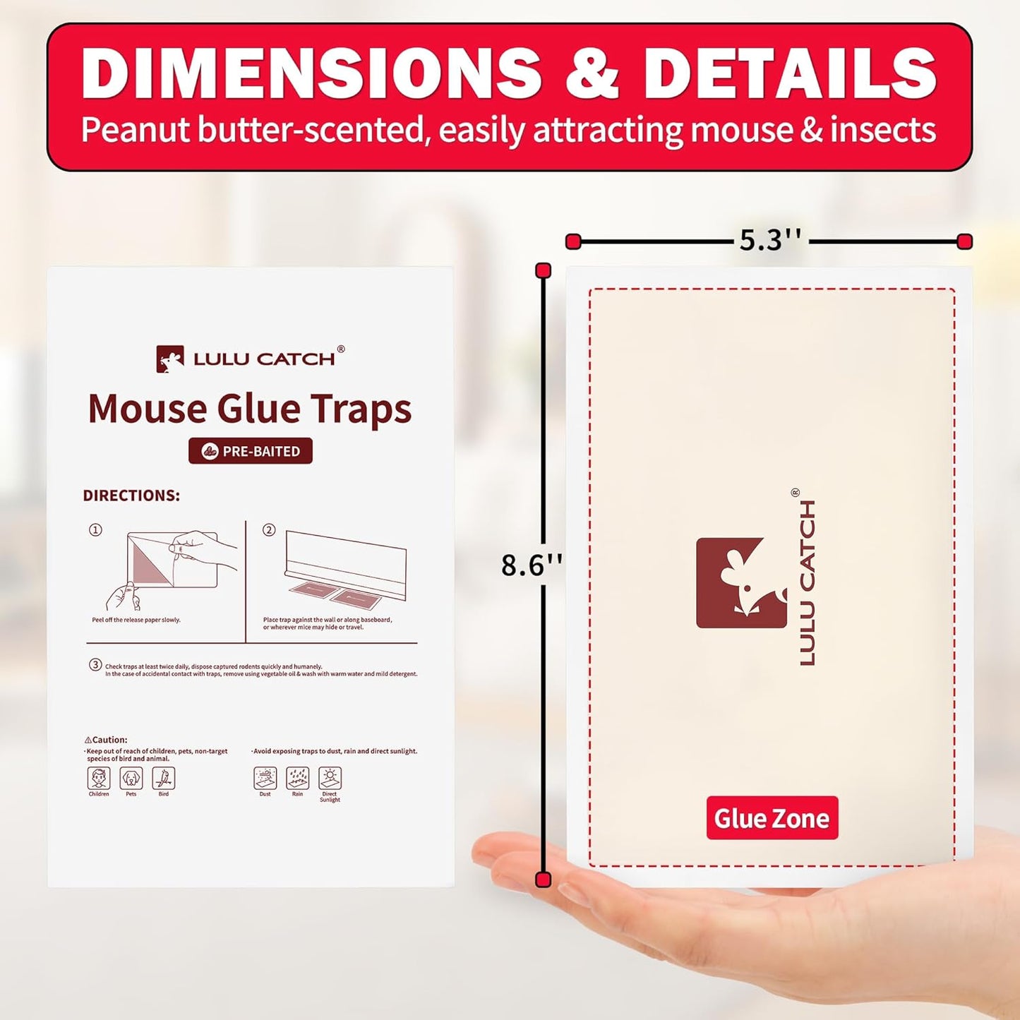 LULUCATCH Mouse Traps Indoor for Home, 12 Pack Pre-Baited Sticky Mouse Traps, Non-Toxic Bulk Sticky Tray, Adhesive Glue Boards for Rats, Bugs, Spiders, Mice, Cockroaches, Pet Safe Pest Control