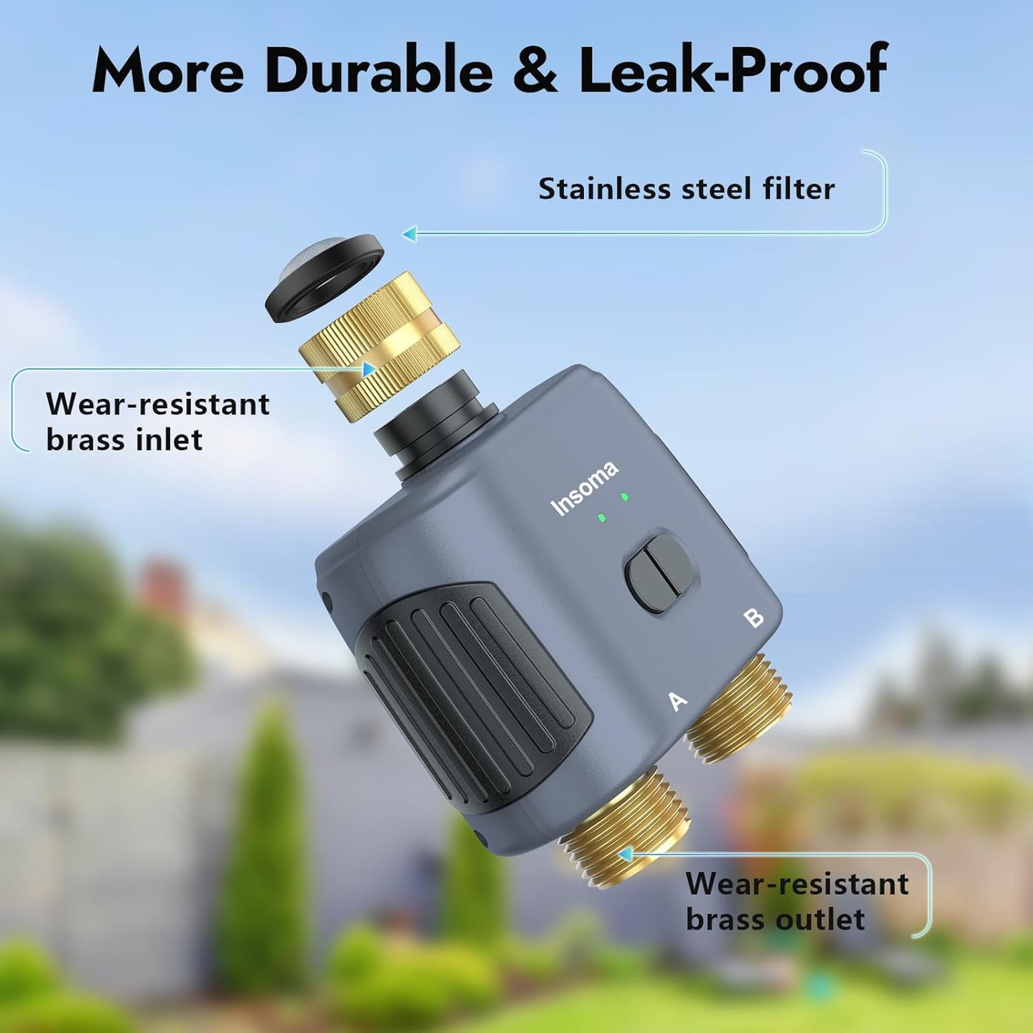 WiFi Water Timer for Garden Hose with Brass Inlet & Outlet,Smart Hose Timer with WiFi Hub, APP & Voice Control,Up to 20 Watering Plans, 2-Zone Sprinkler Drip Irrigation System Controller for Watering