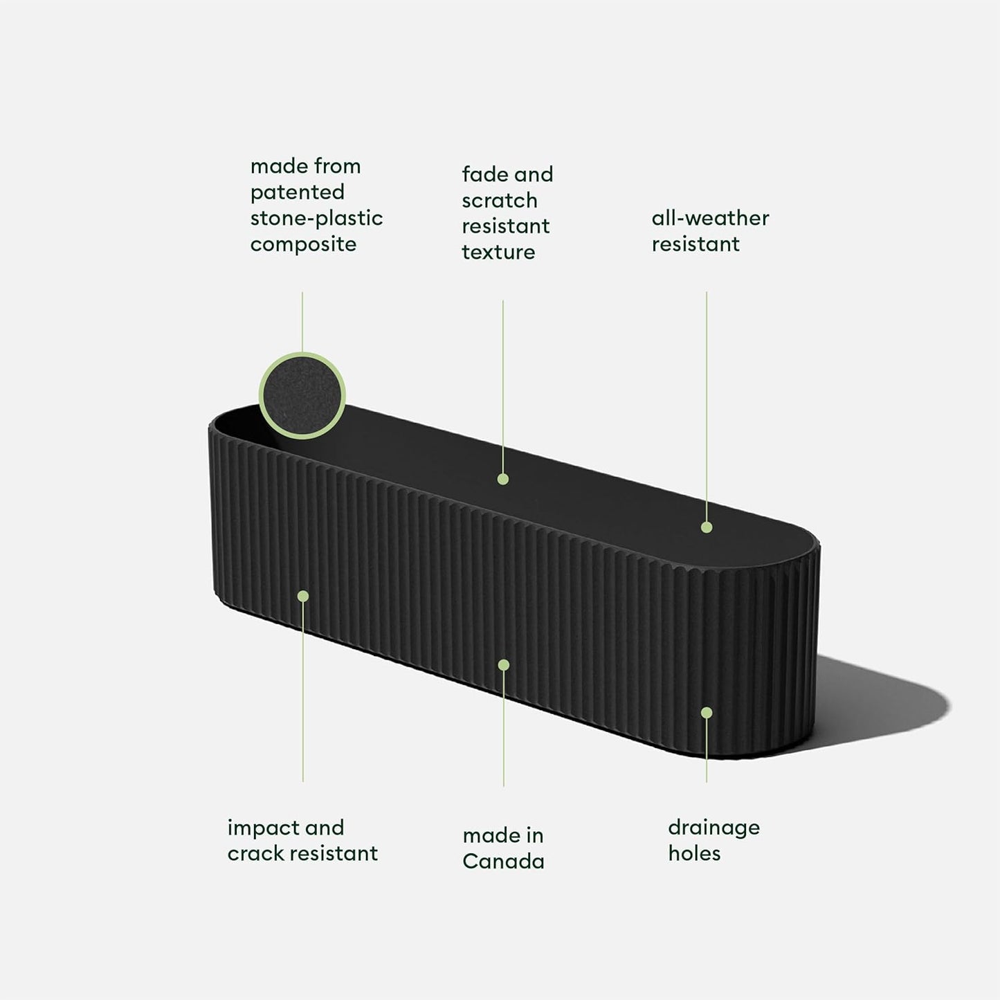 Veradek Demi Series Window Box Planter - Long Planter Box for Windowsill/Balcony | Durable Plastic-Stone Composite Material | Modern Décor for Flowers/Herbs