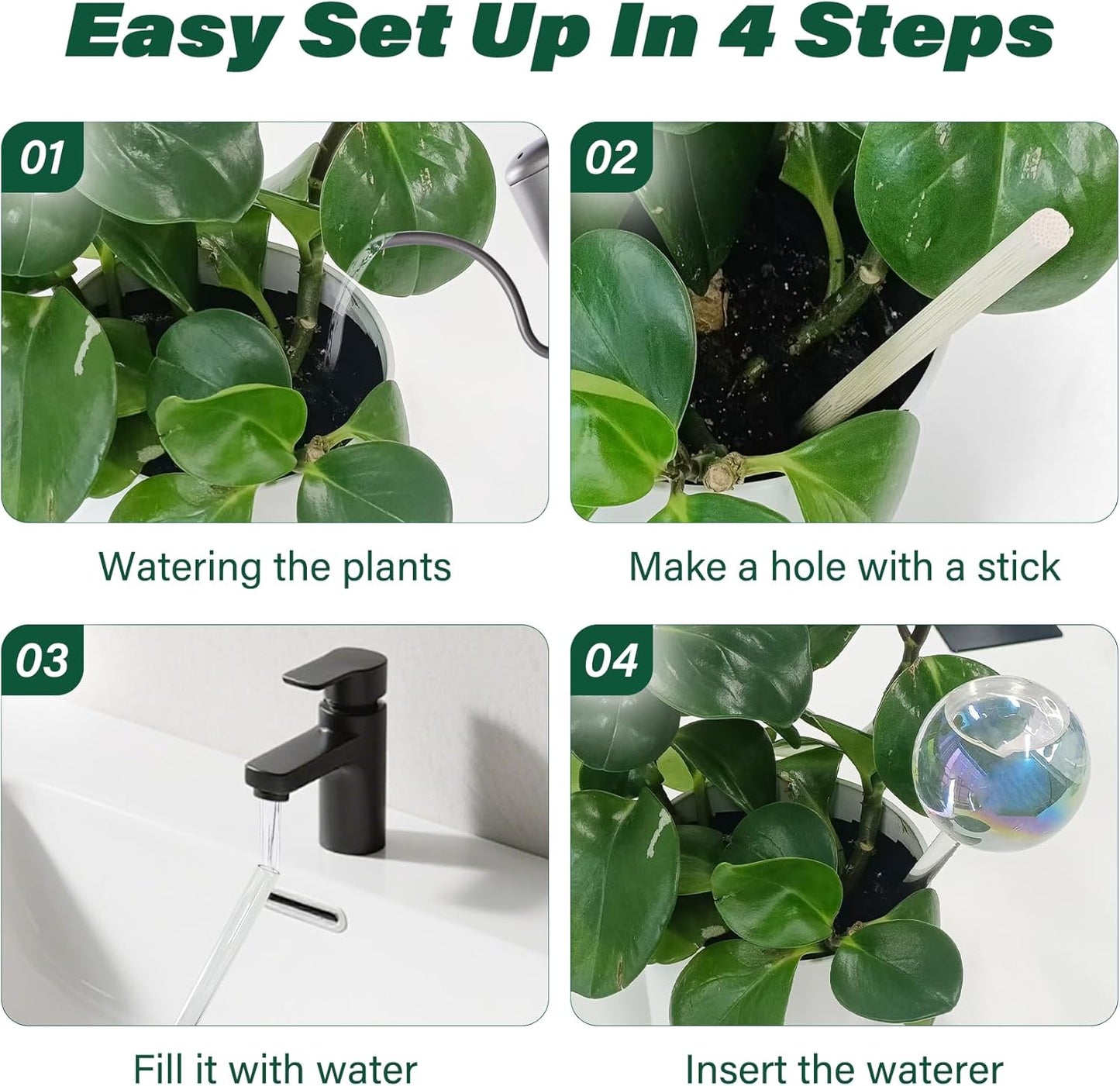 2 Pcs Glass Self Watering Globes, Iridescent Automatic Plant Waterer Bulbs Devices for Indoor & Outdoor Plants, Slow Release Watering Devices System for Various Plants (2pcs)