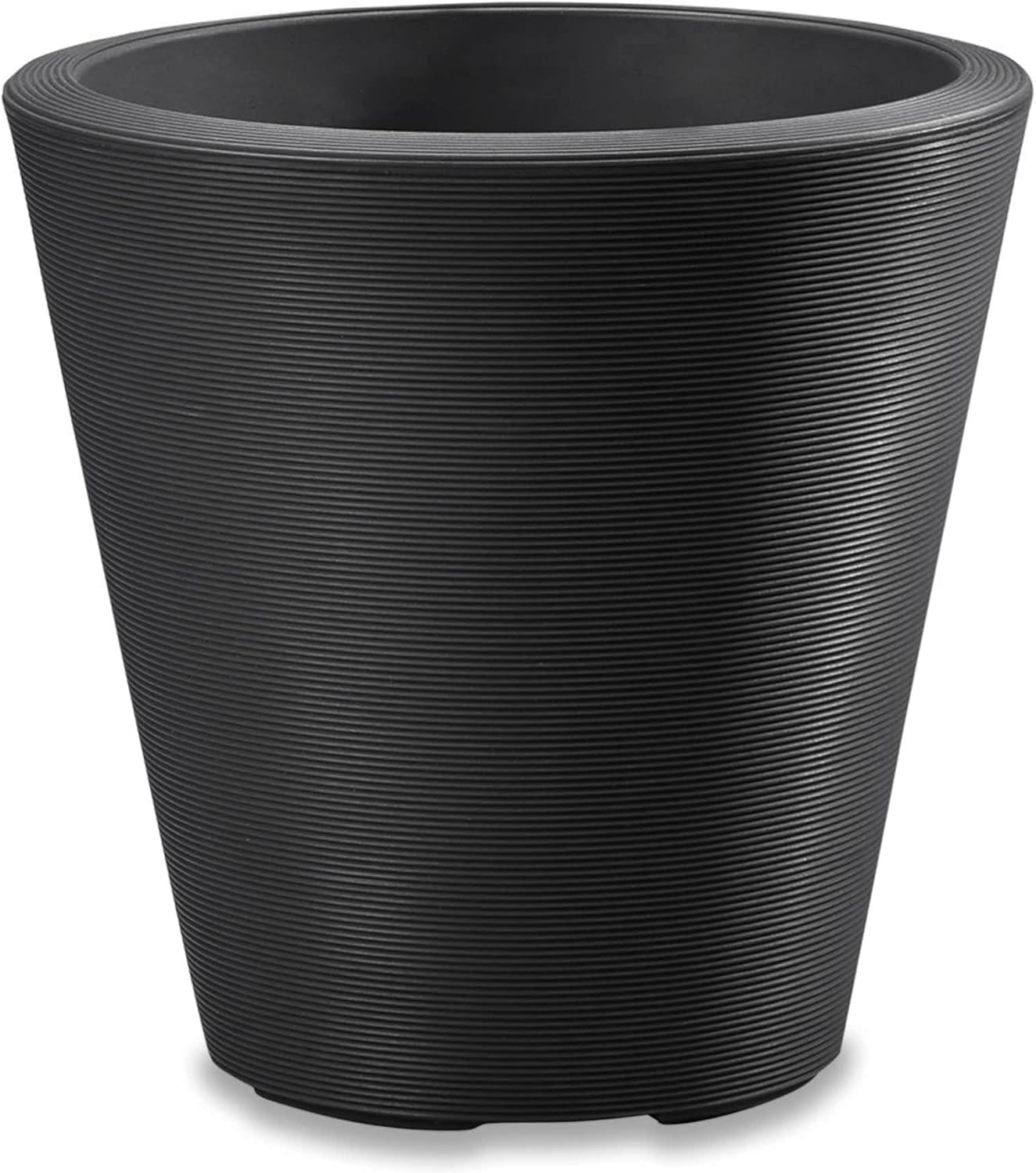 Crescent Garden Madison Planter– Weather-Resistant, Double Walled Indoor/Outdoor Plant Pot with Drain Hole – Durable All-Season Flower Container, 16" W (Caviar Black)